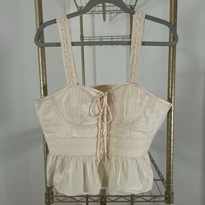 Ulla Johnson Orla Corset Sweetheart Neckline Ruffled Hem Sleeveless Top Size 10